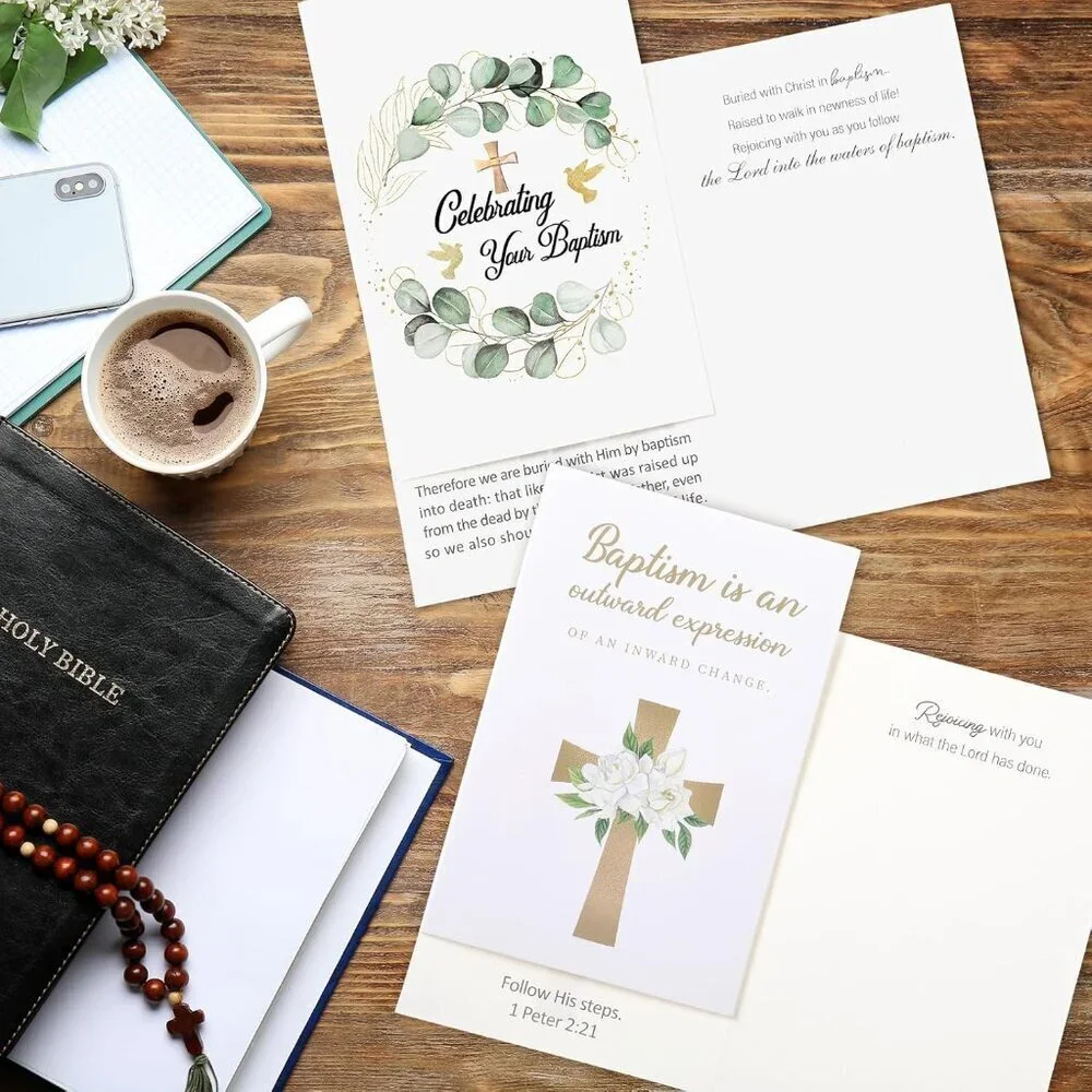 24 Pack Baptism Greeting Cards Bulk with Scripture Blessings Envelopes for Adult